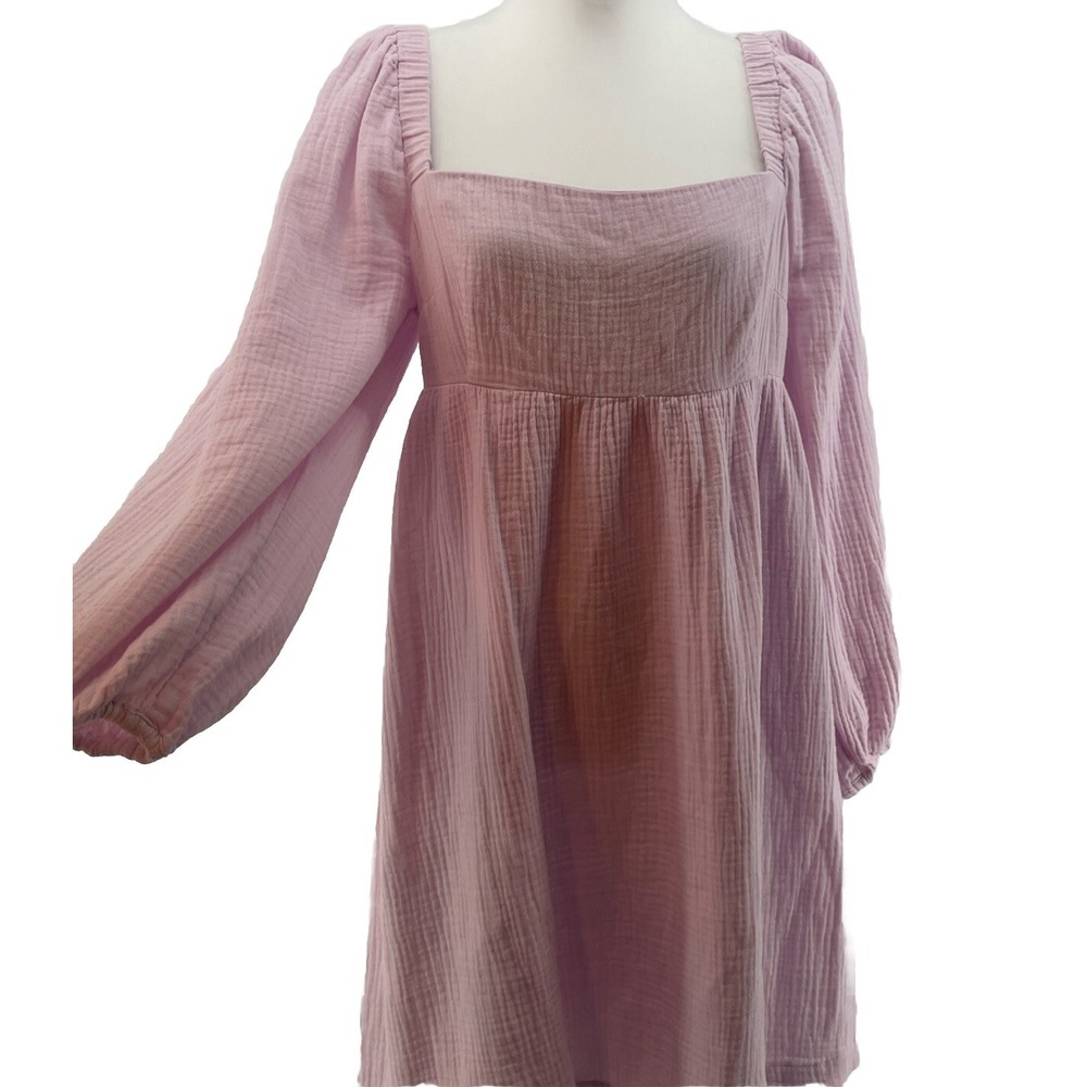J Crew Mini Dress Womens Medium Soft Cotton Gauze Boho Blush Pink - Picture 10 of 10